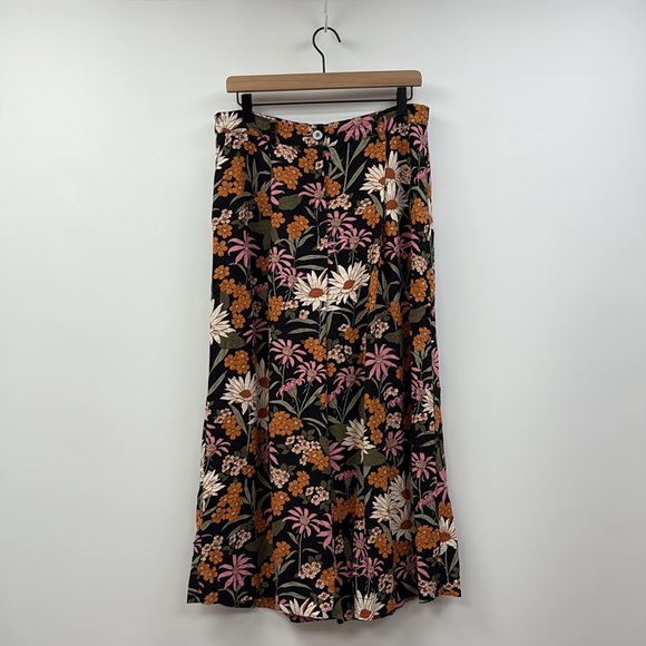 Modcloth Princess Highway High Rise Linen Pleated Wide Leg Crop Culotte Pant 14 - Picture 1 of 8